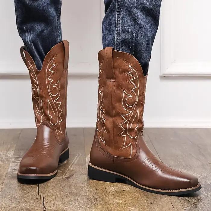 Bottes Chelsea pour hommes, style rétro britannique, antidérapantes pour toutes les saisons, chaussures pour hommes, bottes de cowboy confortables, bottes hautes pour hommes