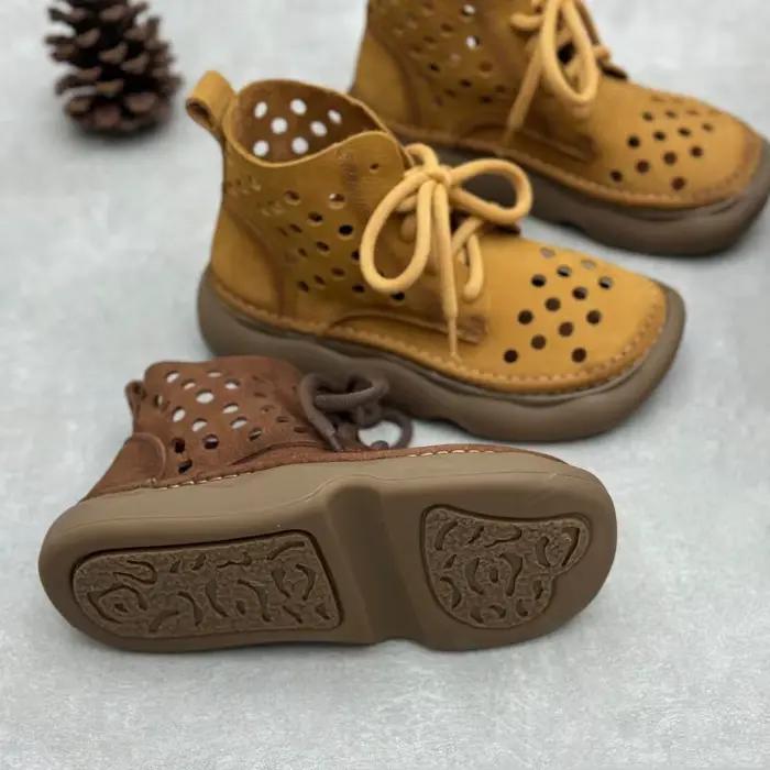 Bottines en cuir de vache véritable pour femmes