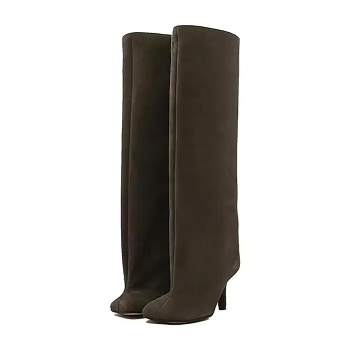 Bottes hautes en daim pour femmes