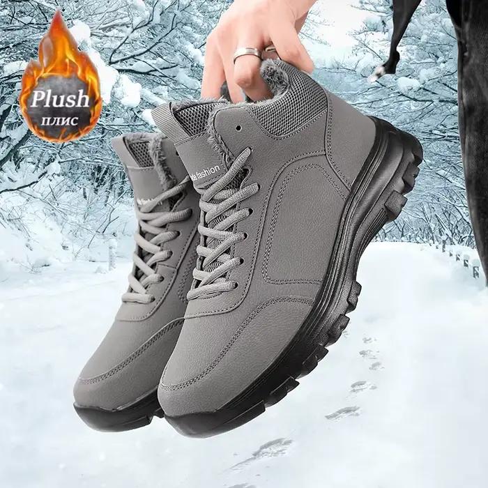ELUVA hommes bottes de neige baskets imperméables Super chaud en peluche hommes en plein air antidérapant léger bottes de randonnée chaussures de travail homme hiver