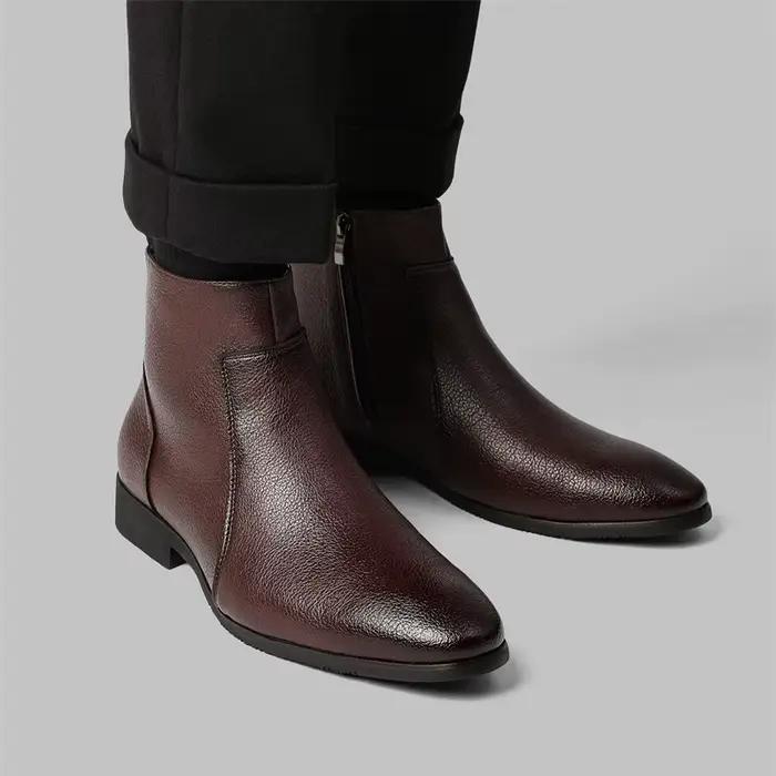 Bottines Chelsea en cuir grainé doux pour hommes