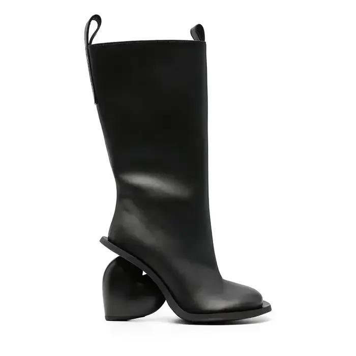 Bottines mi-hautes en cuir véritable pour femmes