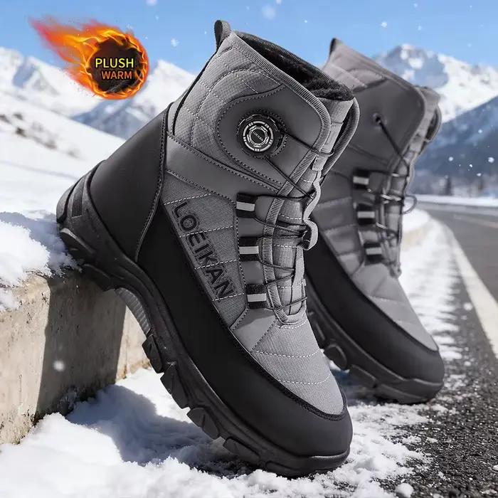 Bottes de neige pour hommes, chaussures résistantes à l'eau et antidérapantes, doublées en tissu en coton pour l'hiver, polyvalentes pour le travail et les loisirs