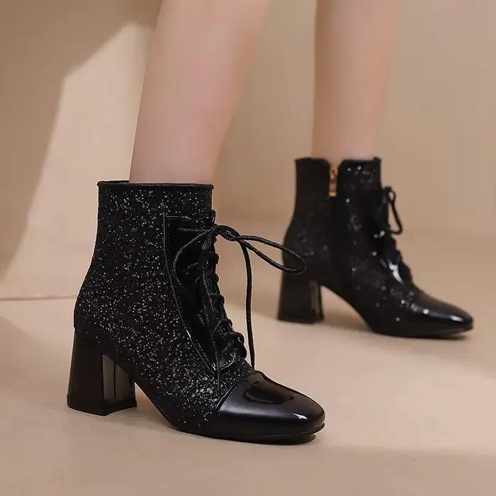Bottines à paillettes scintillantes pour femme