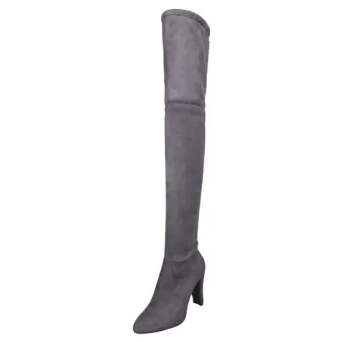 Bottes hautes à talon épais pour femme bout rond finition mate avec boucle style automne hiver nouveau modèle à enfiler occasions spéciales