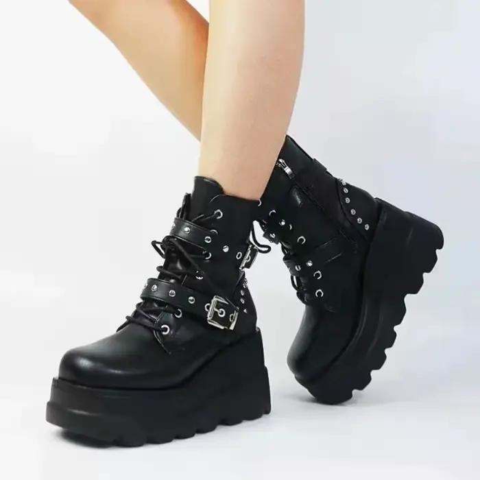Bottines confortables à lacets et bout rond pour femme