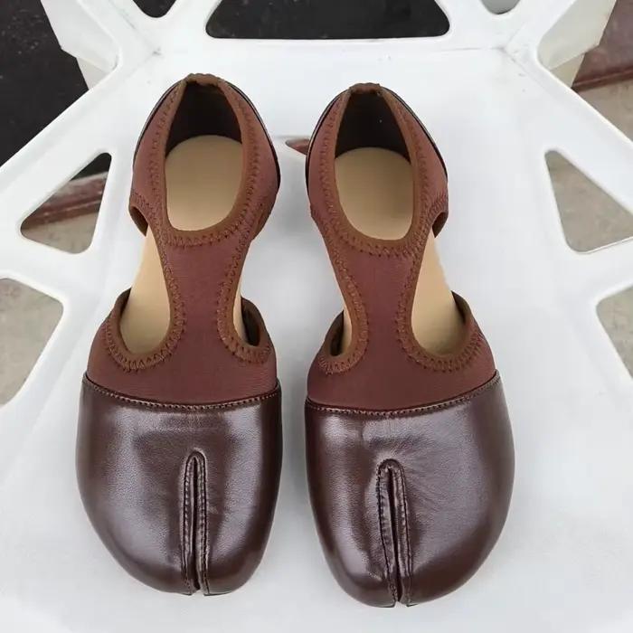 Chaussures Mary Janes pour femmes, style Tabi à bout fendu, baskets de marche d'été, mocassins décontractés à empiècements, ballerines de créateur