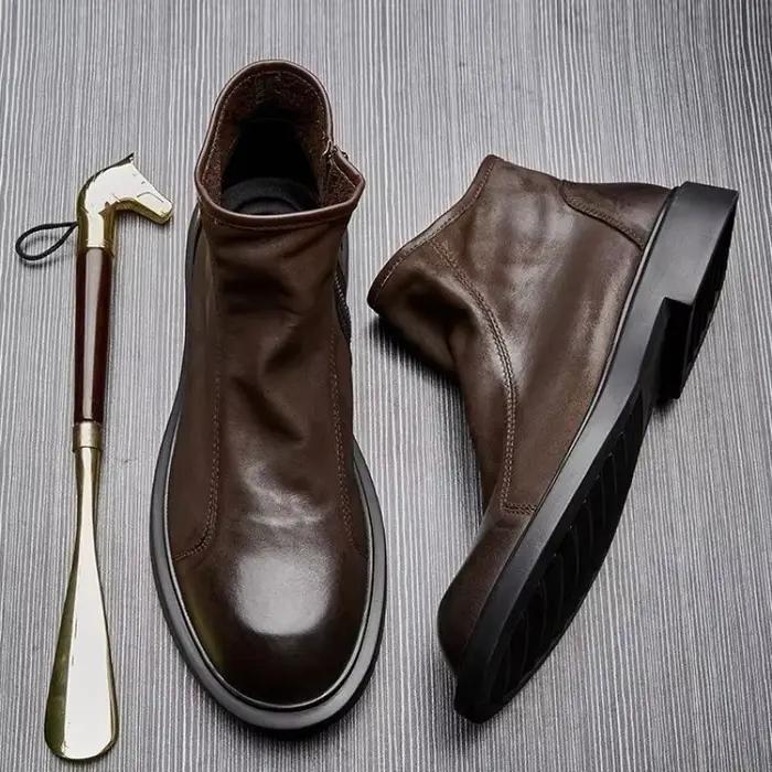 Bottes rétro en cuir pour hommes