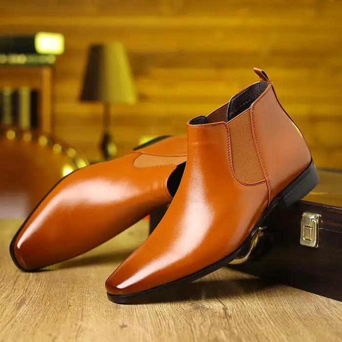Nouvelles Bottines Chelsea Montantes pour Hommes en Cuir