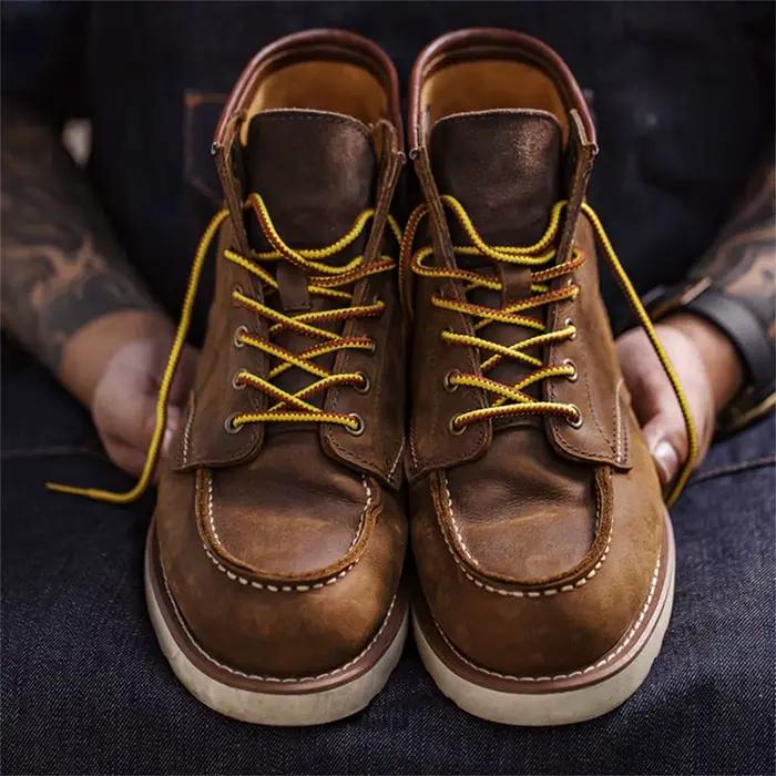 Maden Vintage 875 bottines véritable Crazy Horse cuir bout rond Durable haut à lacets bottes pour l'hiver automne chaussures de travail