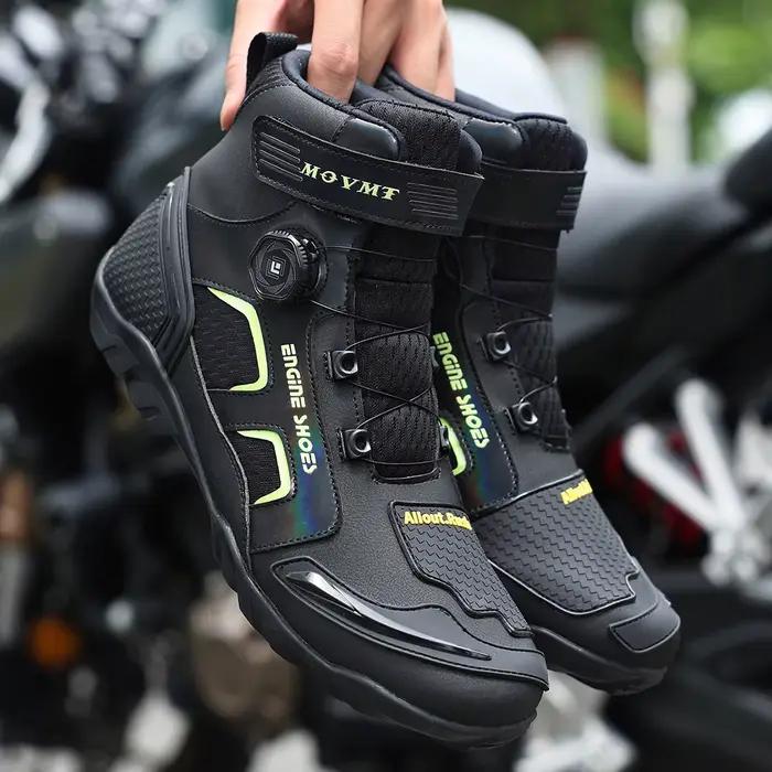 Bottes de moto en cuir pour hommes