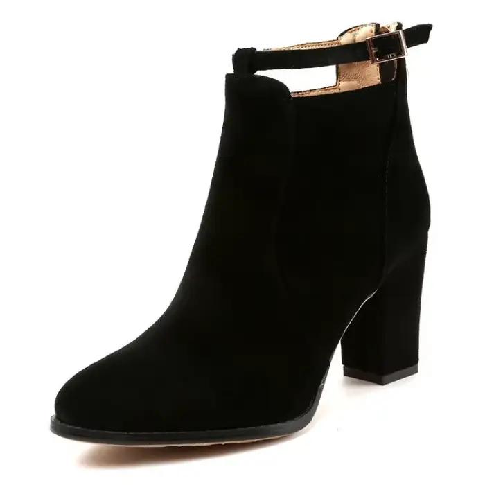 Femme daim talon haut bottines Style britannique mode