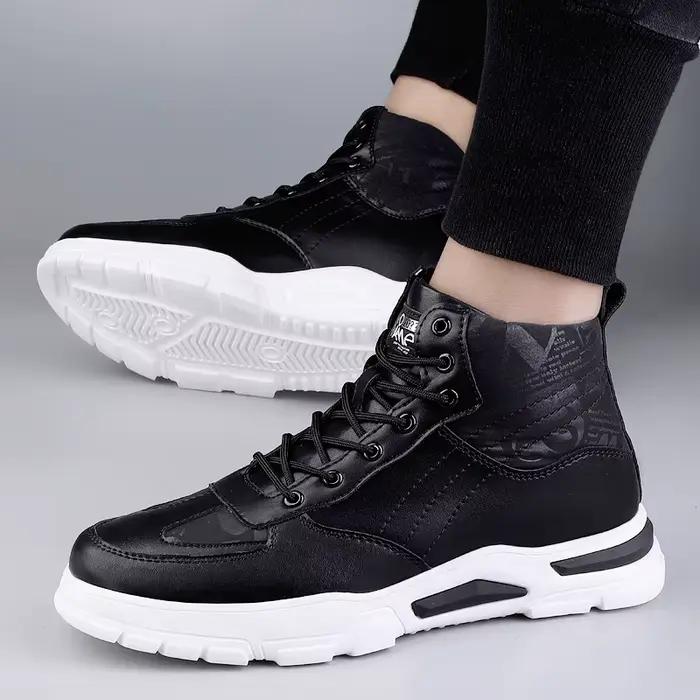 Homme bottes ascenseur chaussures talons cachés en cuir de vache mode bottines