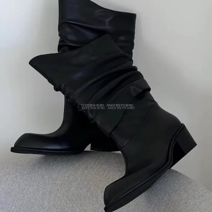 Bottes Western Vintage en Cuir pour Hommes