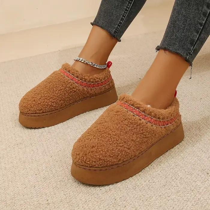 Nouveau chaud fourrure bottines femmes chaussures plates plate-forme pantoufles en peluche tongs hiver coton chaussures pour femmes marque Design neige Botas