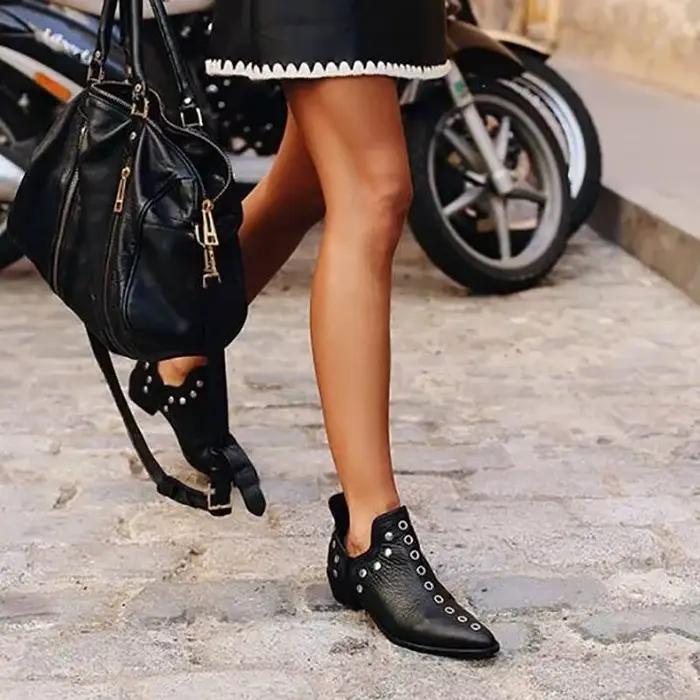 Bottines rétro à rivets pour femmes, bottes courtes personnalisées, chaussures taille 34 à 43