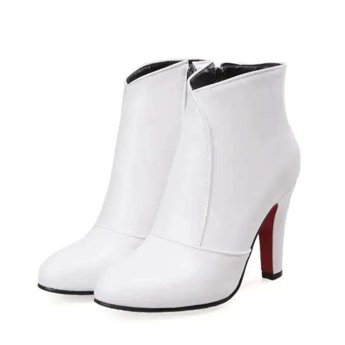 Botas De Mujer bout rond bottines femmes Simple mode noir talons hauts fête mariage bottes courtes plus grande taille 52 53 54 622-5