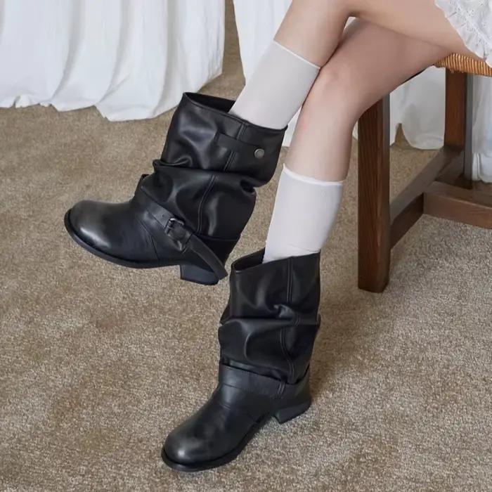 Bottes mi-mollet noires pour femmes