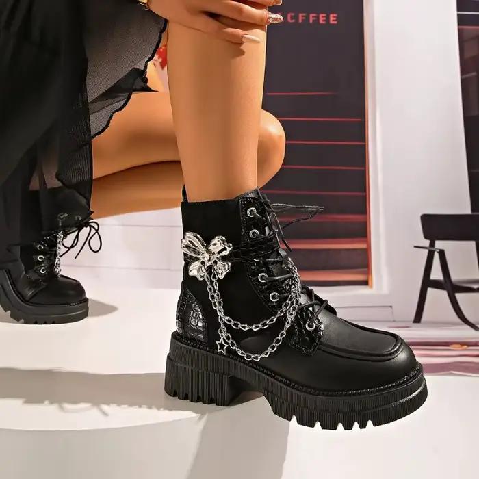 Y2K – bottines à plateforme en métal pour femme