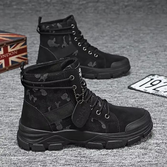 Hommes automne Camouflage bottes hautes botte de travail en plein air marques de luxe espadrilles décontractées Style britannique chaussures à semelle épaisse botte du désert