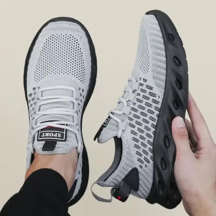 Chaussures de marche décontractées pour hommes, maille aérée, semelle EVA, motif vichy, ajustement parfait, printemps automne