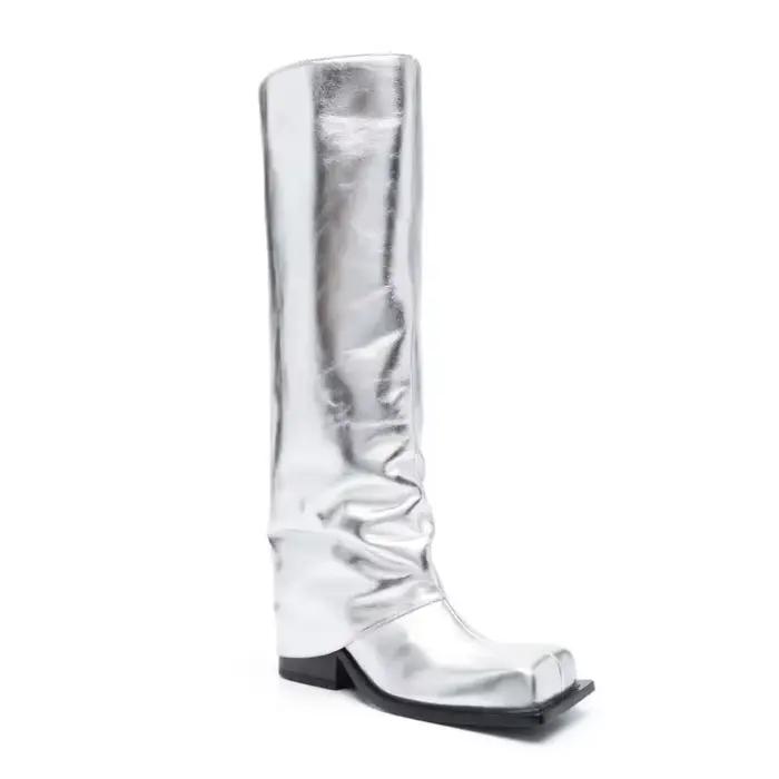 Bottes baril de style tablier en cuir véritable pour femmes