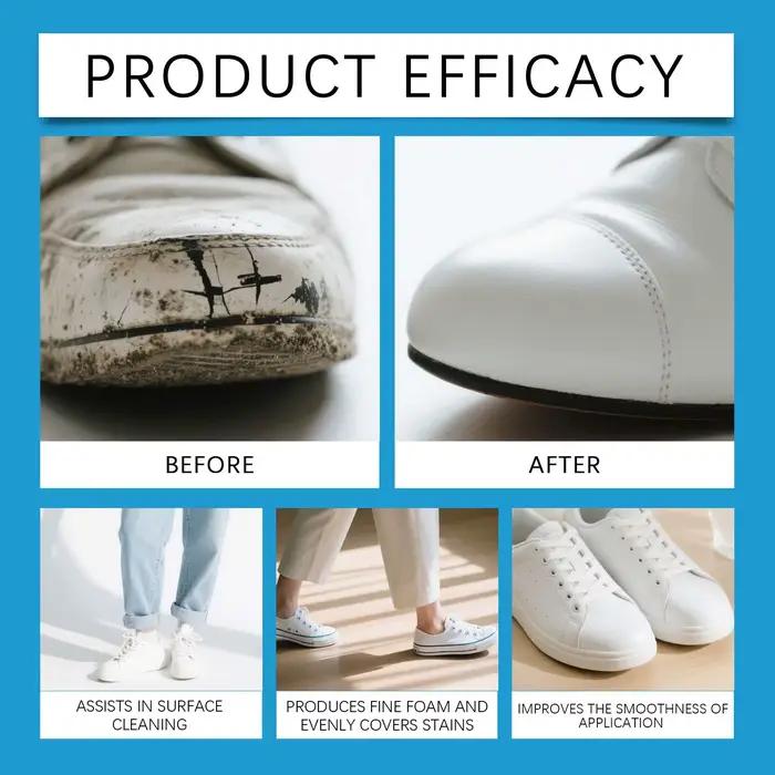 Crème nettoyante pour chaussures blanches, éliminateur de taches pour baskets, pâte de nettoyage sans eau, blanchiment, réparation, polissage, soin des chaussures en cuir et en toile, 100g
