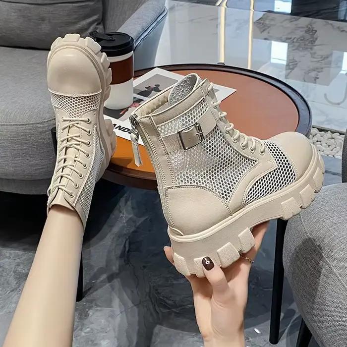 Bottes en maille respirante à semelle épaisse pour femmes