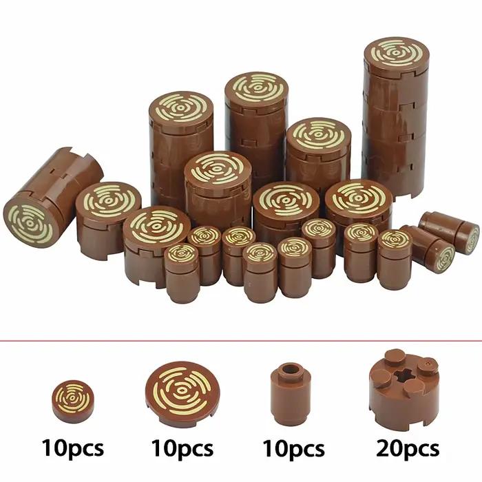 Carrelage MOC rond 2x2 avec souche d'arbre, motif de Grain de bois 1x1, briques lisses, assemblage de pièces, blocs de construction 14769pb196 98138pb042
