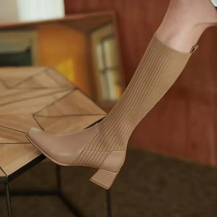 Genou cuisse haute chaussette bottes femme hiver 2025 botte nouveau dans les femmes chaussures longues