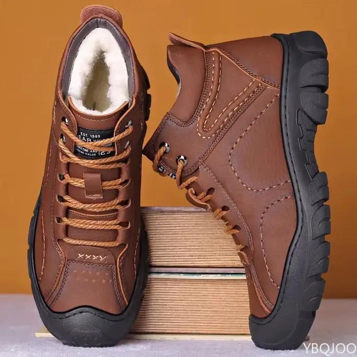 Hommes hiver velours bottes épaisses en plein air haut