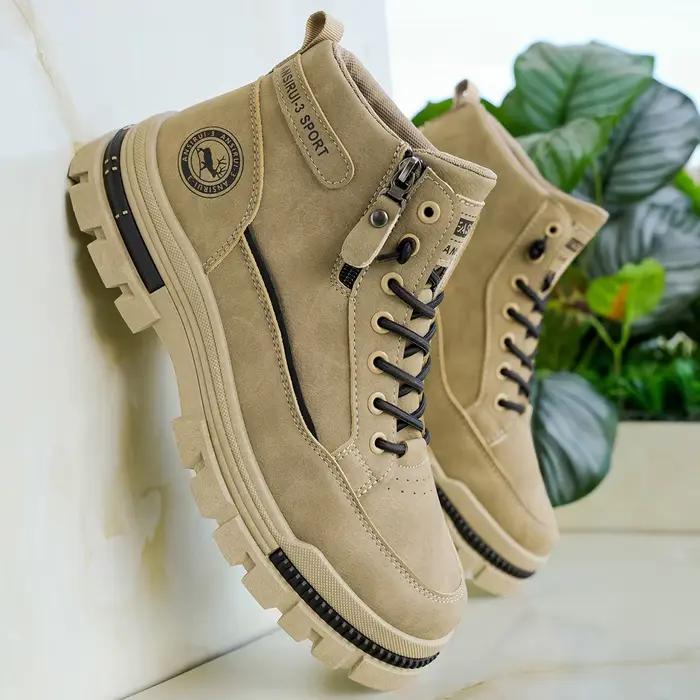 Bottes montantes en denim pour hommes, style de rue, bout rond, semelle antidérapante, maille doublure, polyvalentes pour le travail et les loisirs