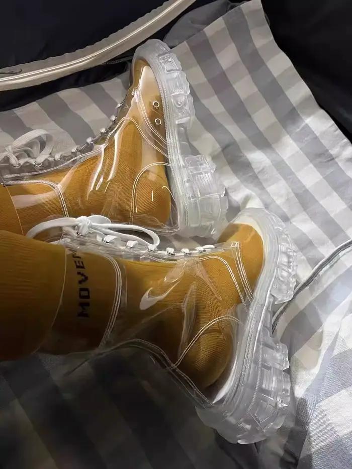 Bottes en gelée entièrement transparentes pour femmes 2026, à semelle épaisse, à lacets, courtes, unisexe, bottes de pluie à semelle épaisse, grandes tailles 35-43