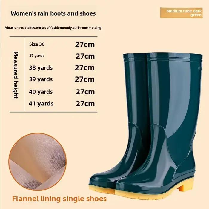 Bottes de pluie mi-mollet pour femmes, antidérapantes, imperméables, pour le travail en cuisine, chaudes, en plastique, chaussures à talon bas pour adultes