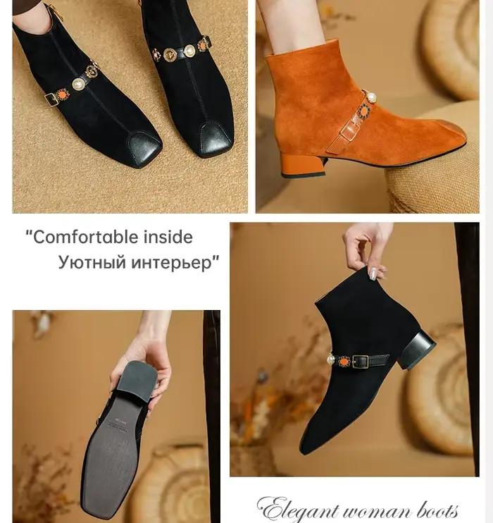 Ods-Bottes pointues rétro pour femmes, talon carré, Parker Love JODecoration, polyvalentes, noires, élégantes et à la mode