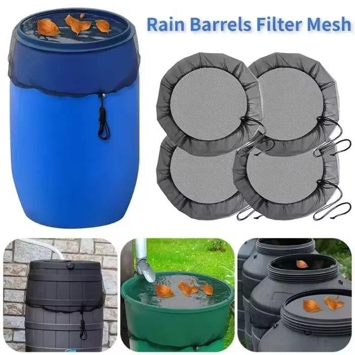 Housses de protection pour barils de pluie, filets de recueil d'eau de pluie pour réservoirs, filets de collecte d'eau de pluie avec cordon de serrage