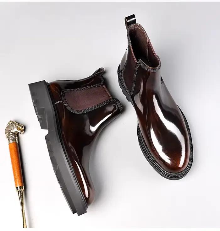 Bottines élégantes pour homme style Chelsea en cuir véritable pour printemps automne occassions spéciales