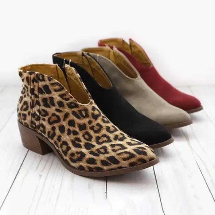 Bottes à talons hauts à imprimé léopard pour femmes