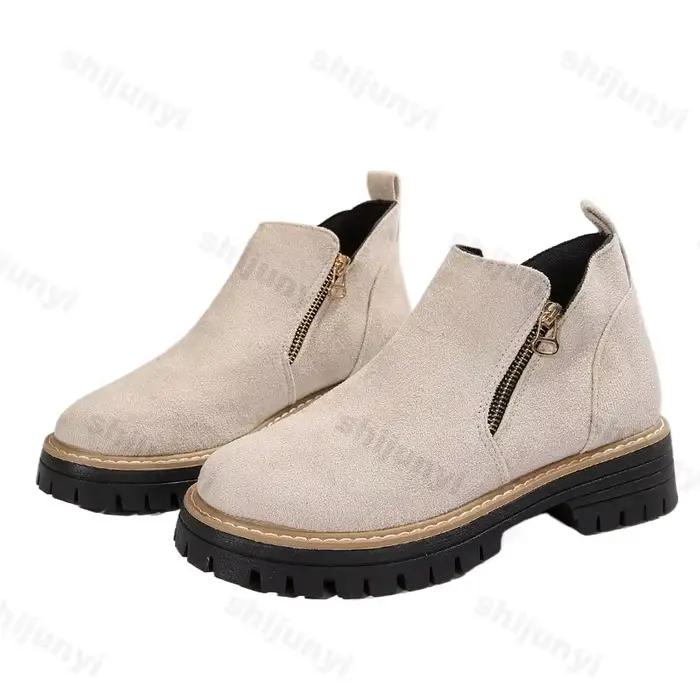 Bottines courtes décontractées à fermeture éclair pour femme