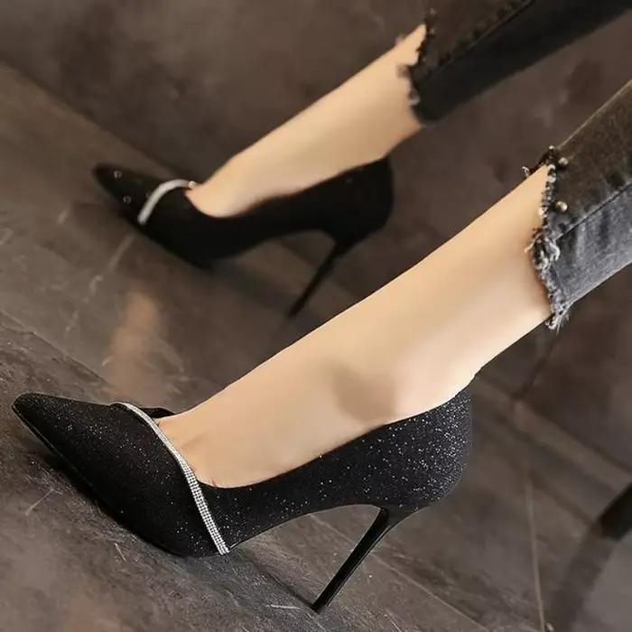 Chaussures pour femmes élégantes talons fins hauts bout pointu pompes à talons aiguilles mariage soirée chic et glamour