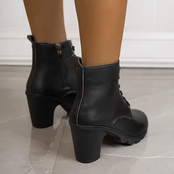 Bottines Chelsea à talon carré élevé pour femme, bottes noires à bout rond et plateforme épaisse, style romain, hiver, cheville, résistantes à l'eau, mode automne