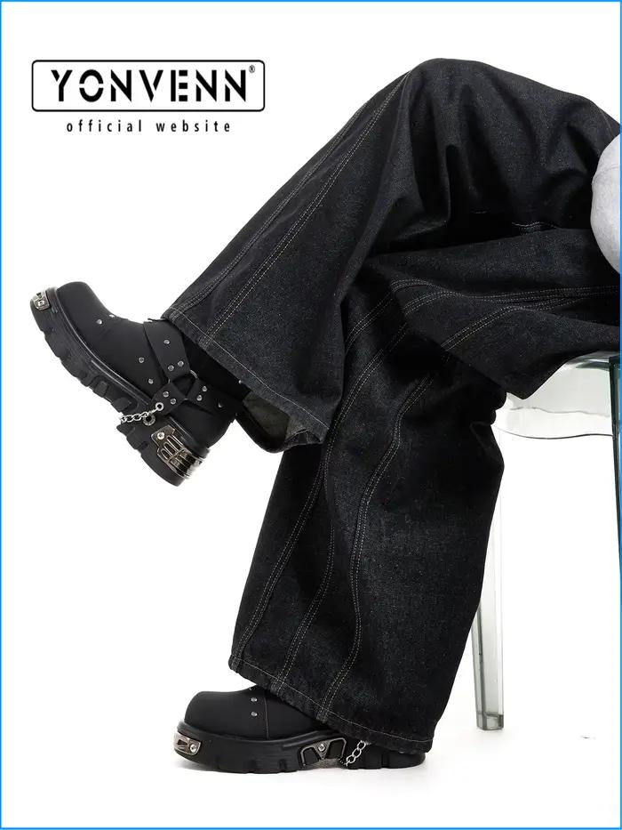 Bottes courtes en cuir de chevalier noir pour homme style punk mode chelsea pour hommes occasions spéciales et tous les jours