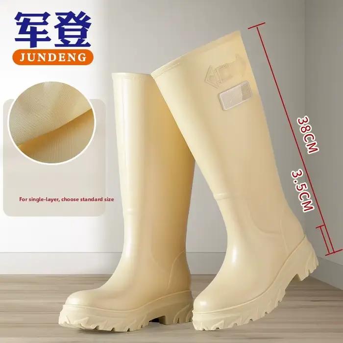 Bottes de pluie montantes pour femmes, doublées polaire, imperméables, antidérapantes, style coréen, pour activités extérieures et pêche par temps de pluie