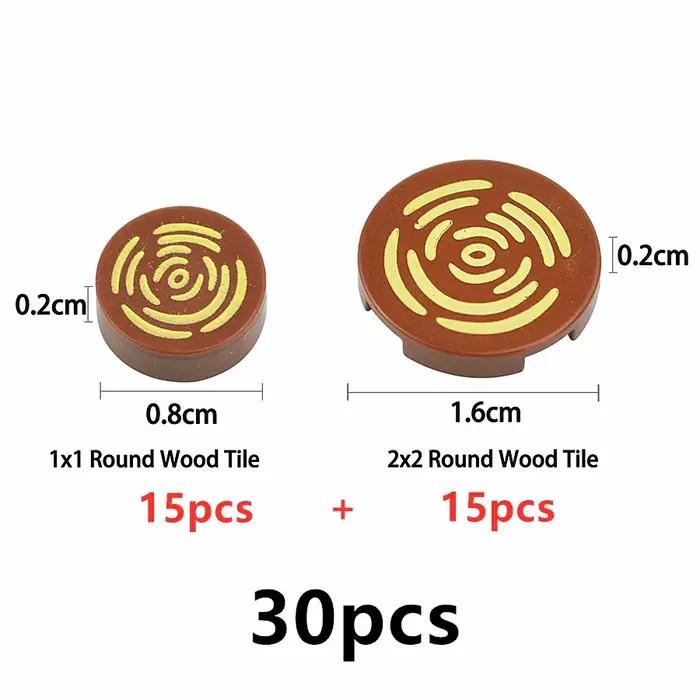 Carrelage MOC rond 2x2 avec souche d'arbre, motif de Grain de bois 1x1, briques lisses, assemblage de pièces, blocs de construction 14769pb196 98138pb042