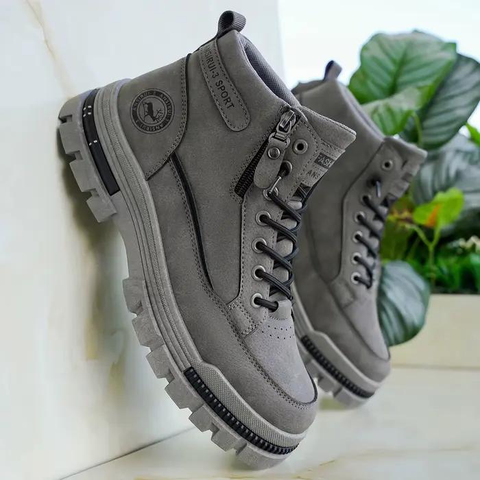 Bottes montantes en denim pour hommes, style de rue, bout rond, semelle antidérapante, maille doublure, polyvalentes pour le travail et les loisirs