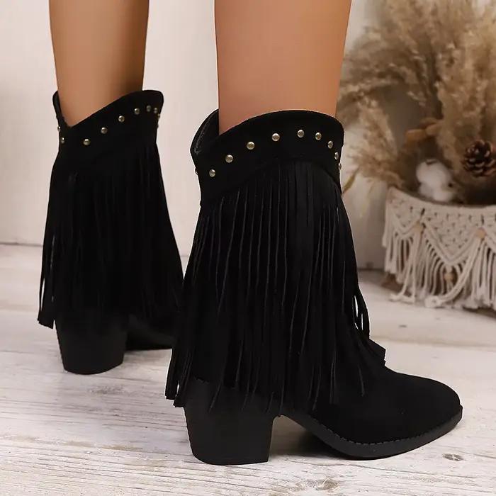 Bottes à talon pour femme, collection automne/hiver 2026, style Joker, à pampilles décoratives, grandes tailles, décontractées