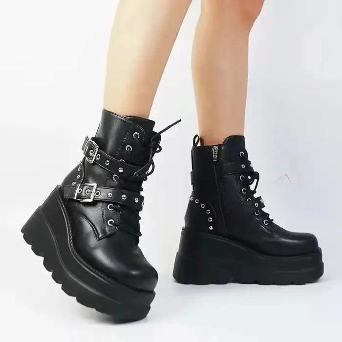 Bottines en cuir Pu pour femmes