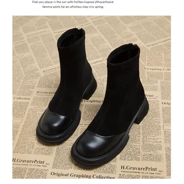Bottines en daim patchwork pour femmes