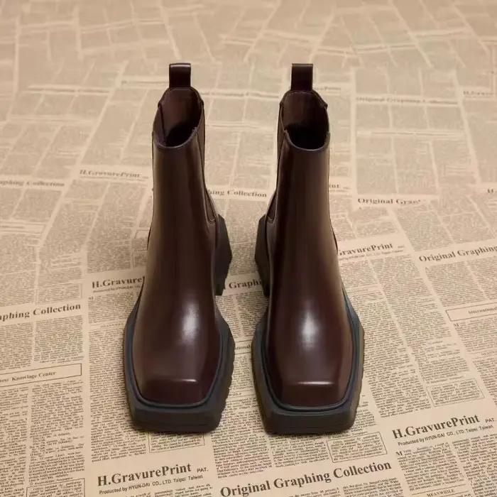 Chelsea bottes femmes automne plate-forme 2025 début automne bout carré chaussons printemps et automne bottes simples