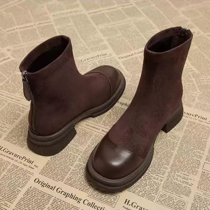 Bottines en daim patchwork pour femmes